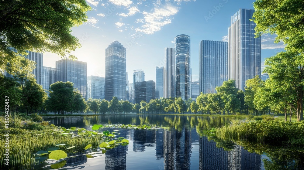 Fototapeta premium Green city technology helps us meet environmental goals. 