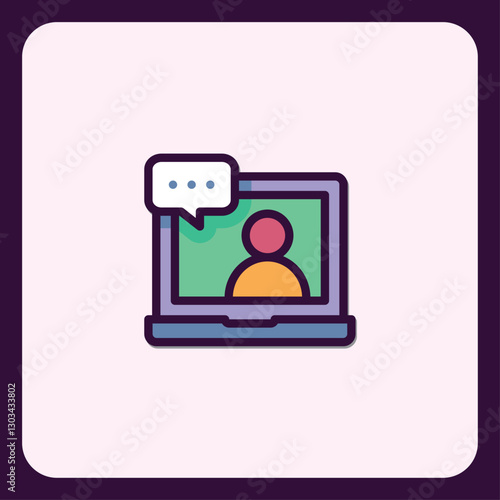 Digital communication icon representing online meeting and virtual interaction