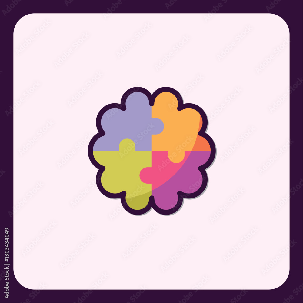 Colorful Puzzle Piece Icon Illustrating Cooperation and Problem Solving Colorful Puzzle Piece Icon Illustrating Cooperation and Problem Solving