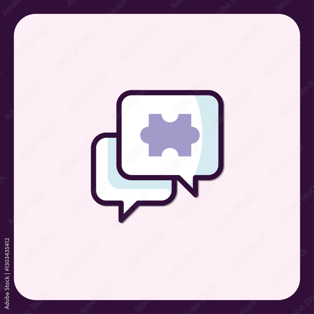 Fototapeta premium Creative Puzzle Discussion Bubbles Icon for Problem Solving Collaboration