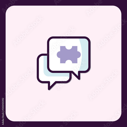 Creative Puzzle Discussion Bubbles Icon for Problem Solving Collaboration