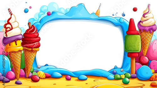 Colorful forest animals including a fox, bunny, and bear with flowers on a bright background and copy space