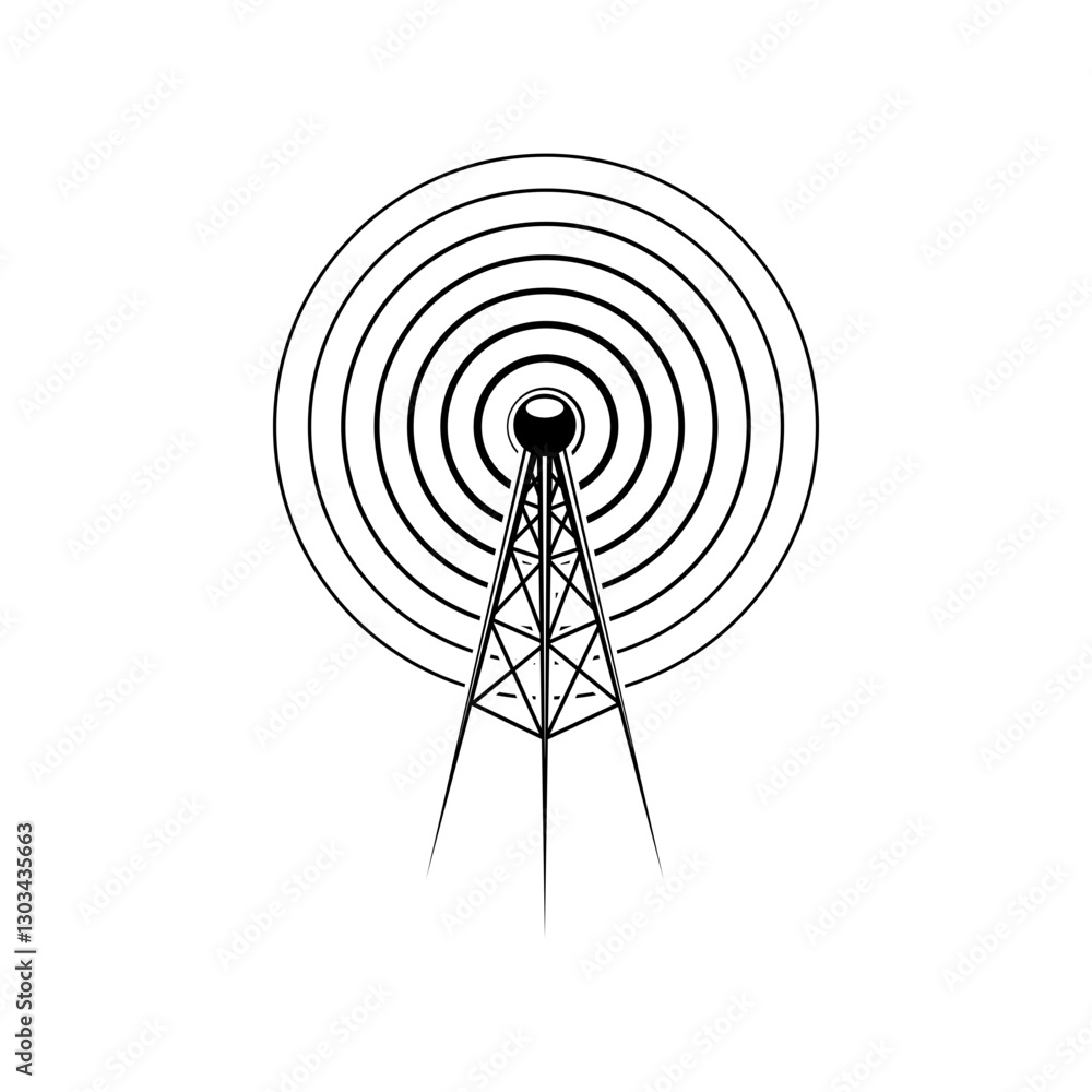 Radio tower icon. Design elements for logo, label, emblem, sign. Vector illustration. Radio tower icon. Design elements for logo, label, emblem, sign. Vector illustration.