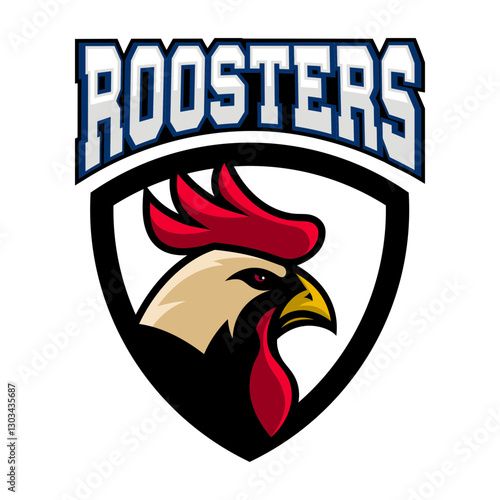 Roosters. Sport team or club logo template. Vector design element for logo, label, emblem, sign, badge. 