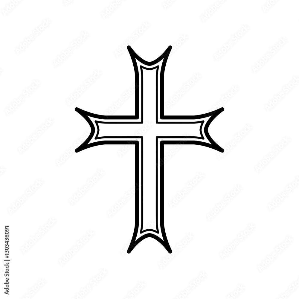 Cross with sun rays. Cross with fire. Winged cross. Church emblem templates. Design element in vector.