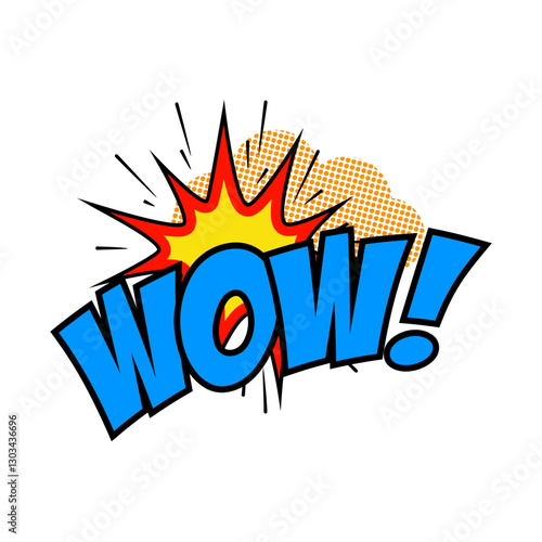 Wow! phrase in comic style. Pop art style phrase "Wow!!!". Vector design element