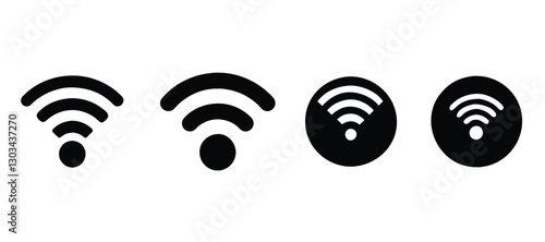  WiFi Logo Vector Silhouette Set | Wireless Connectivity Icon Graphics