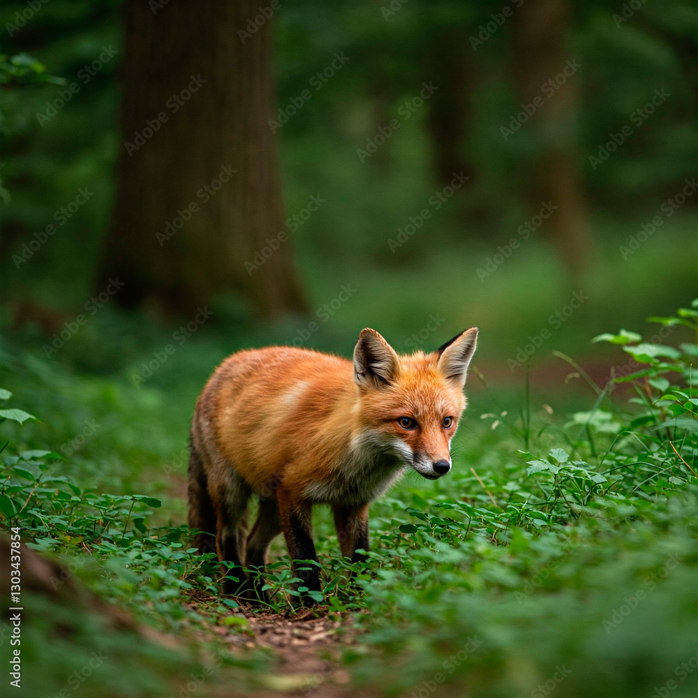 Fototapeta premium red fox in the woods