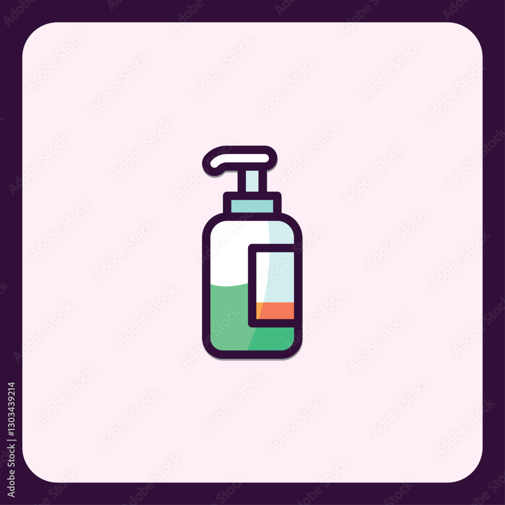 Minimalist vector icon illustration of liquid soap dispenser for hygiene Minimalist vector icon illustration of liquid soap dispenser for hygiene
