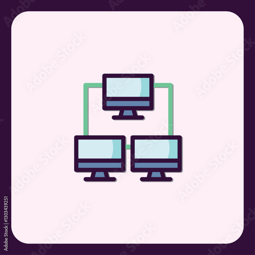 Network computer connections symbolized in a modern, flat design style icon