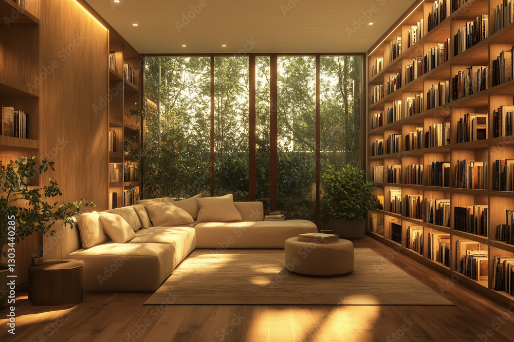 Sunlit Lounge with Floor-to-Ceiling Windows and Cozy Seating