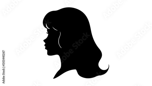 silhouette of a woman with beautiful long hair, beautiful hair ad vector illustration