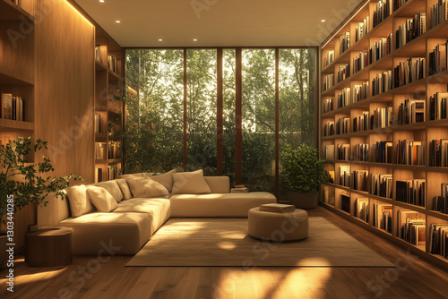 Sunlit Lounge with Floor-to-Ceiling Windows and Cozy Seating
