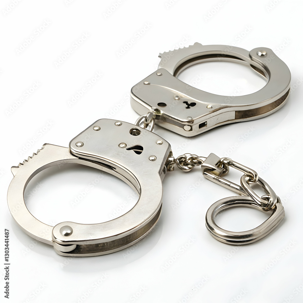Photo of a pair of handcuffs isolated Photo of a pair of handcuffs isolated