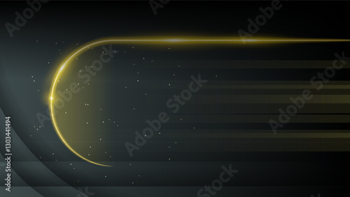 Abstract Dark Black Gold Material Modern Background With Golden Lines Stripes Shadows Backdrop Wallpaper Decoration Vector Design Style