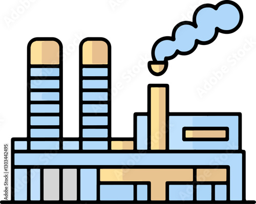  Industrial factory outline icon with smokestacks emitting pollution symbolizing manufacturing production and energy industry perfect for business engineering and economy concepts