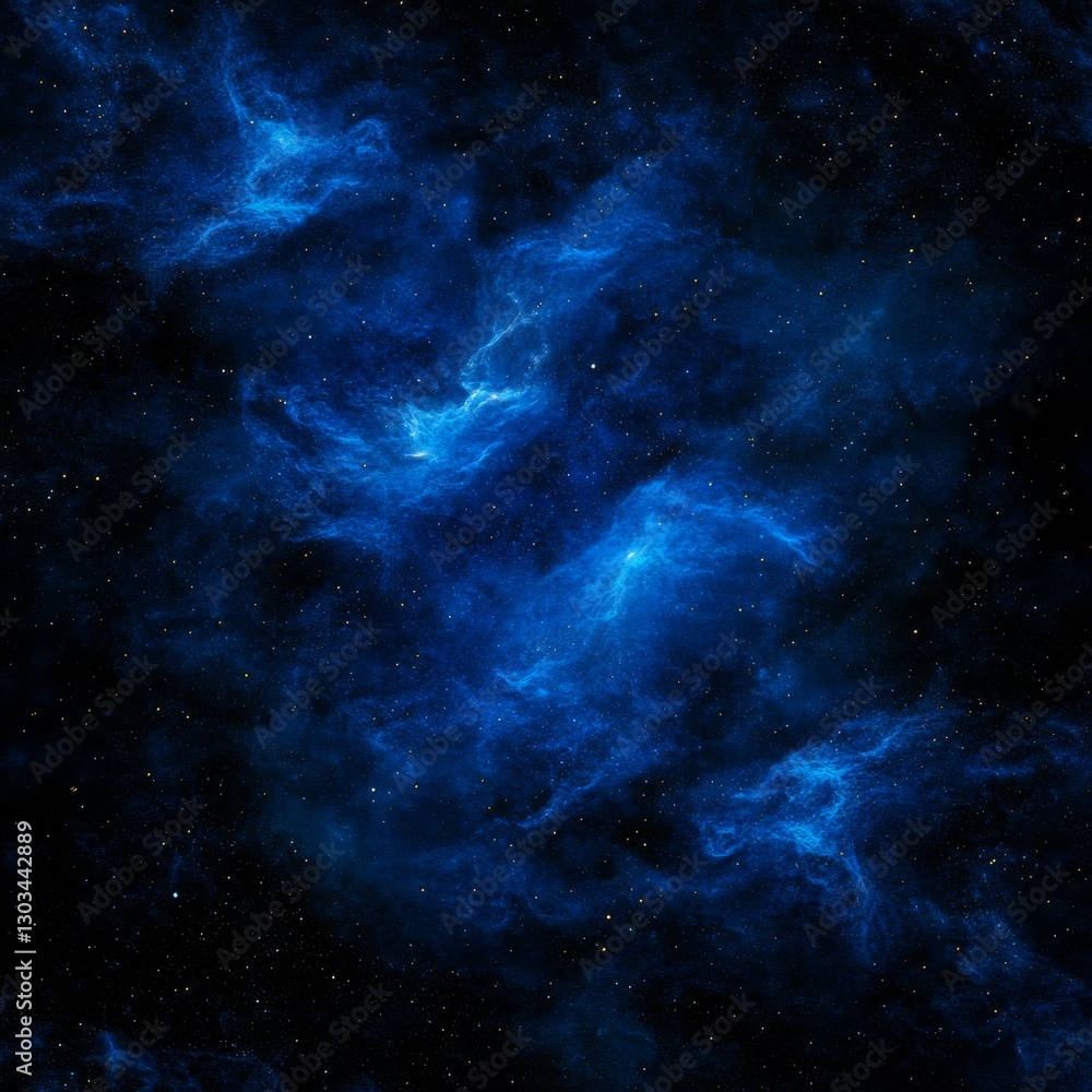 Fototapeta premium Deep Blue Nebula and Distant Stars: A Cosmic Symphony of Light and Color in the Vast Expanse of Space