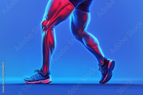 Hamstring injury muscle therapy. Sports injury care. Pain physiotherapy. A detailed illustration of hamstring strengthening exercises.