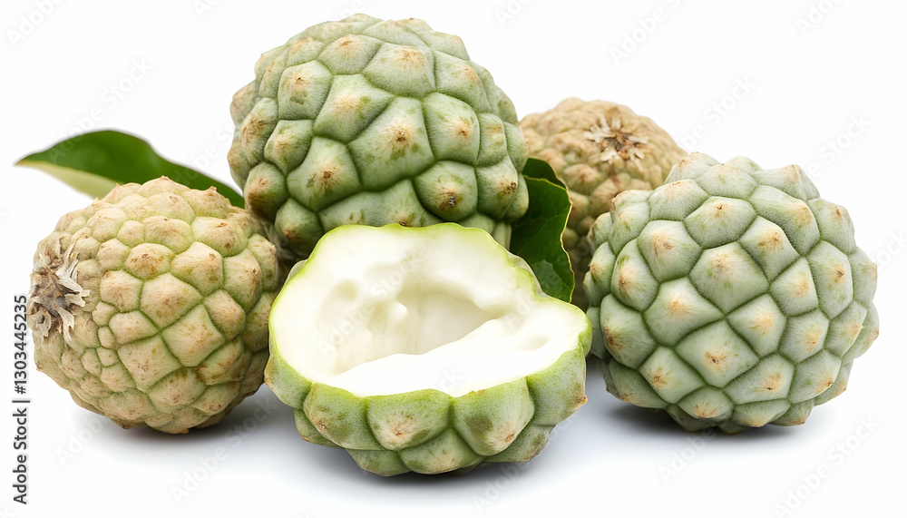 Obraz premium Fresh Sugar Apples on White Background