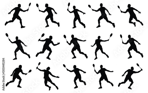Wallpaper Mural Tennis Player Silhouettes Collection vector on white background Torontodigital.ca