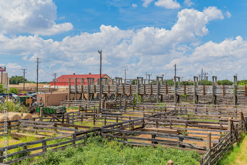 Obraz na płótnie Sunny exterior view of the famous and historic Fort Worth Stockyards. w salonie