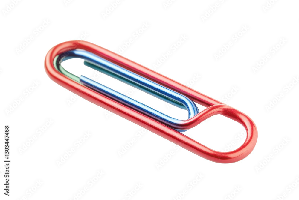 A vibrant red and blue paperclip captures attention with its unique color combination and design isolated on transparent background A vibrant red and blue paperclip captures attention with its unique color combination and design isolated on transparent background