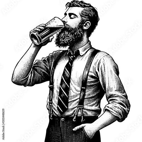 Man Drinking Glass Or Pint Of Beer