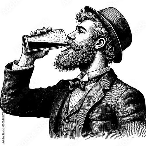 Man Drinking Glass Or Pint Of Beer