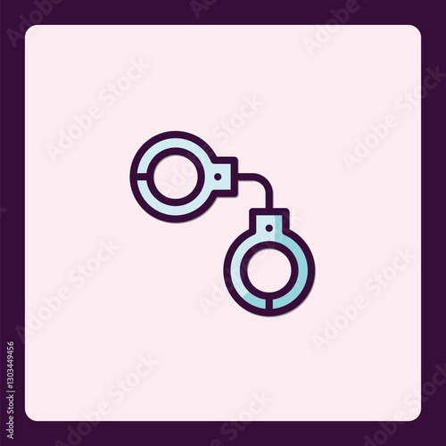 Stylized Handcuffs Vector Illustration on Pastel Background Minimalism