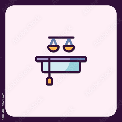Stylish minimalistic graphic icon of a legal symbol for justice illustration