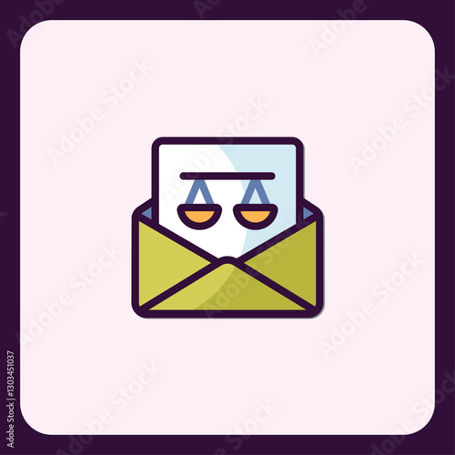 Legal Advice Communication: Scales of Justice Icon in an Envelope Design