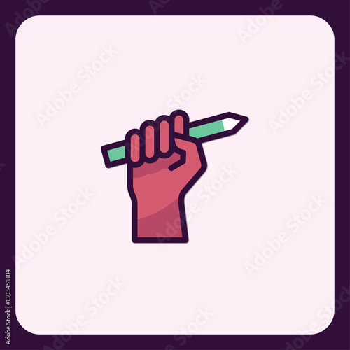 Illustration depicting a hand firmly holding a pencil, creativity symbol