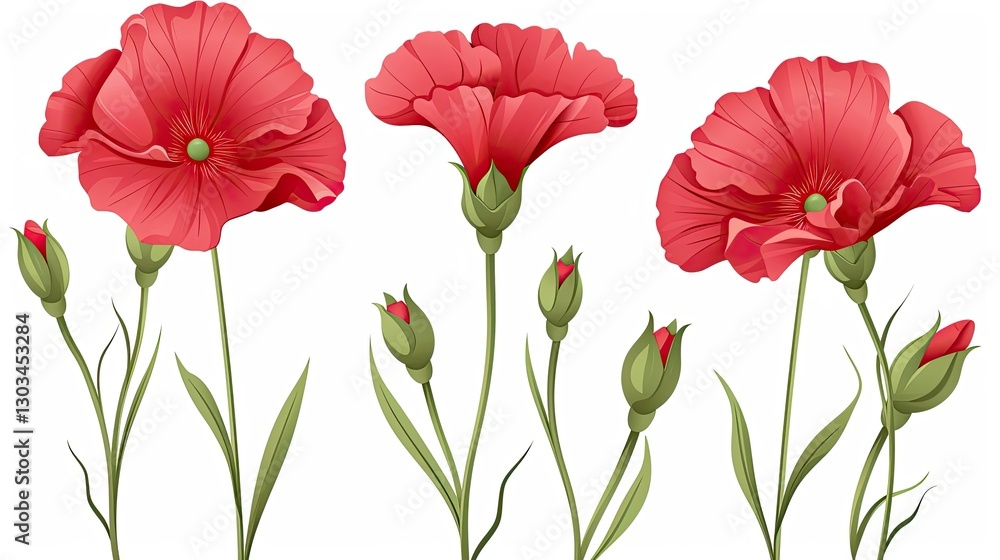 Obraz premium three red poppies