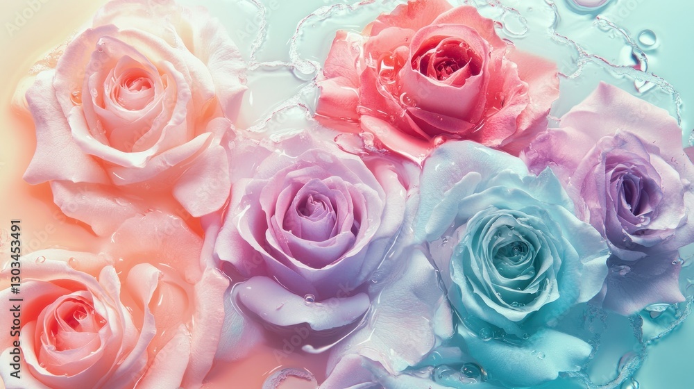 Pastel Roses in Water Splash Pastel Roses in Water Splash
