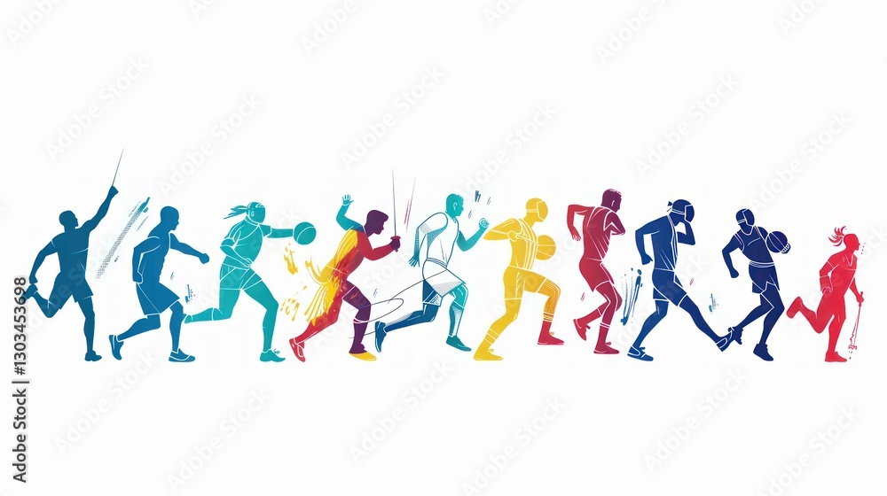 Colorful Athletes in Motion: A Dynamic Celebration of Sports and Fitness Colorful Athletes in Motion: A Dynamic Celebration of Sports and Fitness