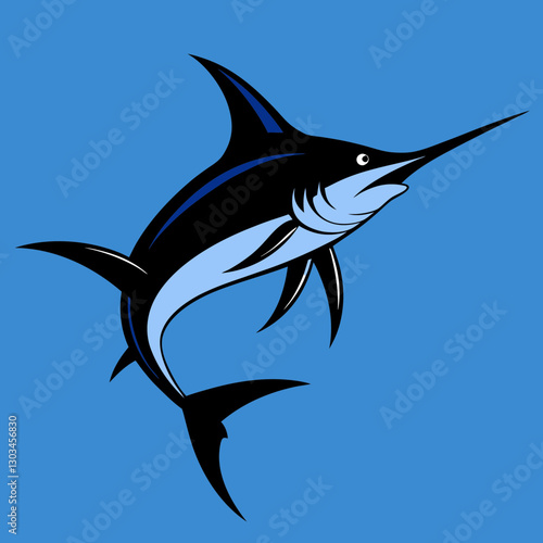  Stunning vector illustration of a Black Marlin, the ocean's fastest swimmer. Perfect for marine-themed designs, fishing logos, and aquatic artwork.
