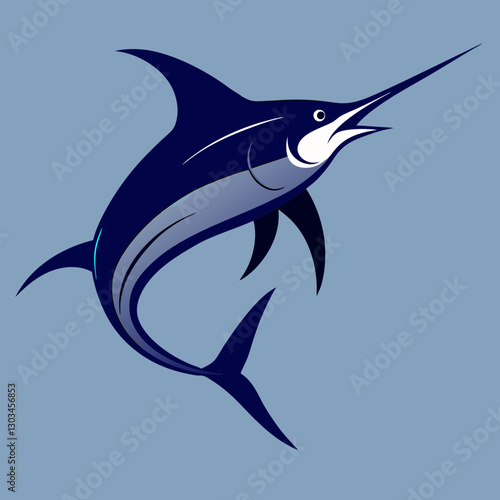  Stunning vector illustration of a Black Marlin, the ocean's fastest swimmer. Perfect for marine-themed designs, fishing logos, and aquatic artwork.