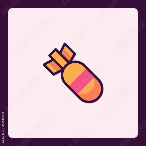 Stylized bomb vector icon with simple design on a neutral background