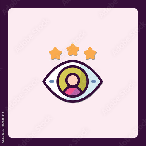 Eye symbol with stars above, a graphic representation of vision review