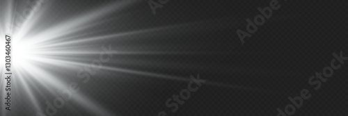 White shining light rays of light. On a transparent background.