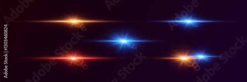 Set of sparkling highlights, bright flashes of stars and light. Vector EPS10