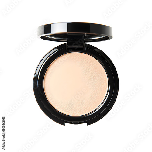 an open compact powder with beige makeup inside