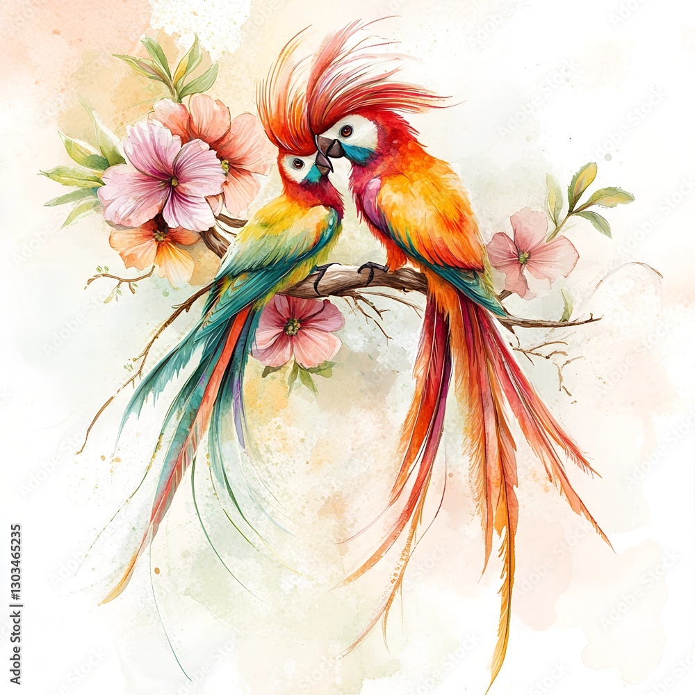 Fototapeta premium Watercolor Exotic Birds