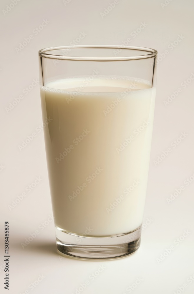 Fresh White Milk in a Transparent Glass on a Light Background, Ideal for Culinary and Beverage Related Projects Fresh White Milk in a Transparent Glass on a Light Background, Ideal for Culinary and Beverage Related Projects