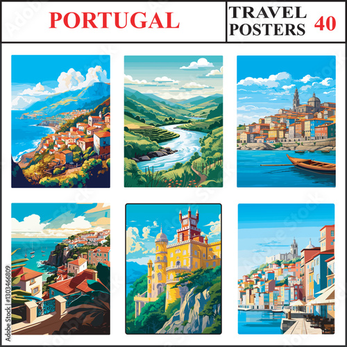 Portugal Madeira Douro Valley Porto Travel Poster Wall Art Print Collection Set Part 40