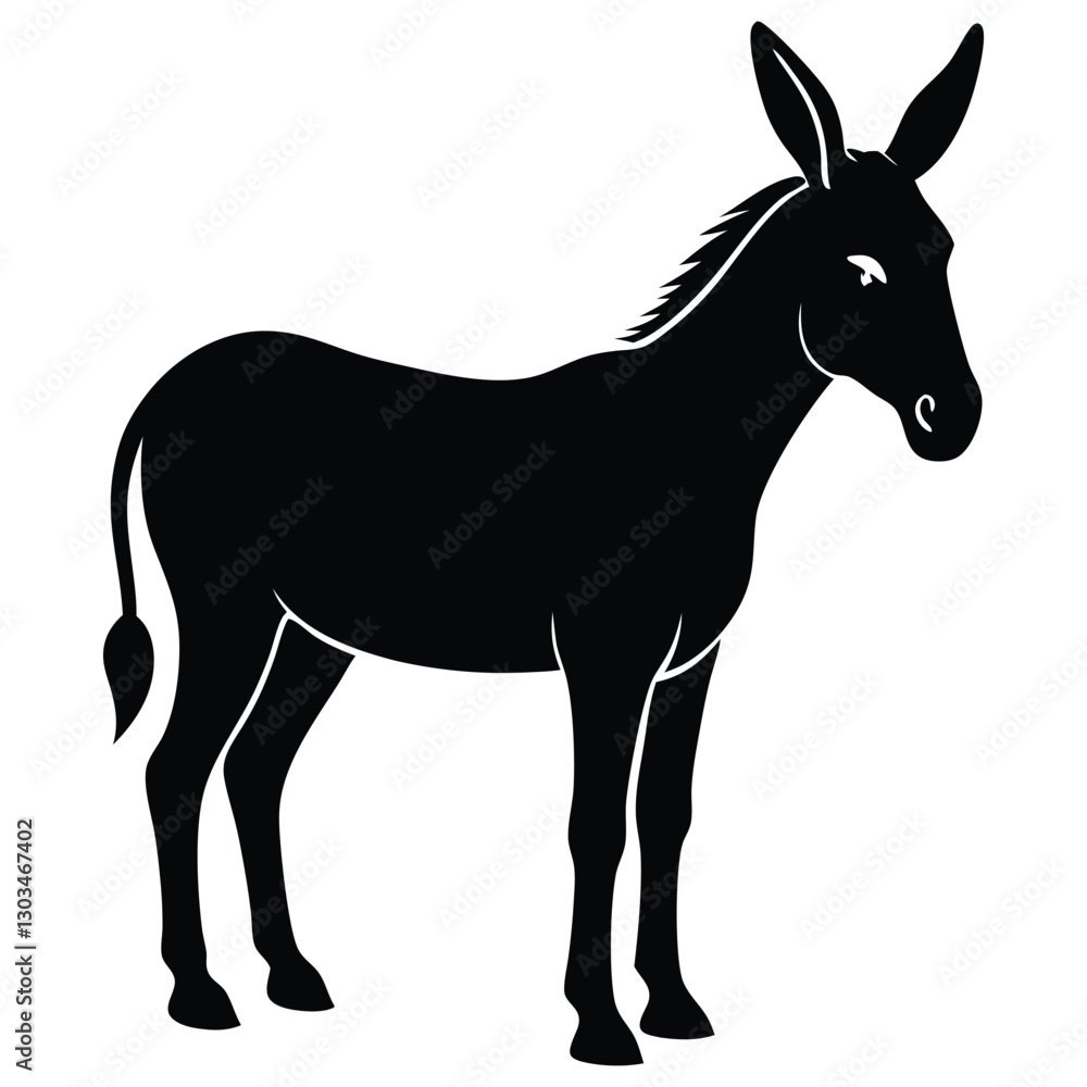 Obraz premium Wildlife Donkey Silhouette – Elegant & Simple Vector Art