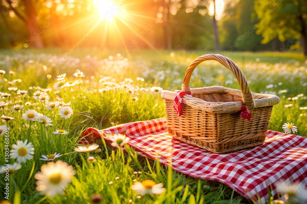 Idyllic Summer Picnic in a Sunlit Meadow Idyllic Summer Picnic in a Sunlit Meadow