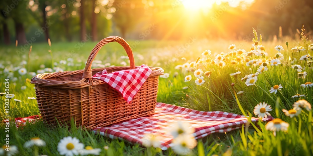 Idyllic Summer Picnic in a Sunlit Meadow Idyllic Summer Picnic in a Sunlit Meadow