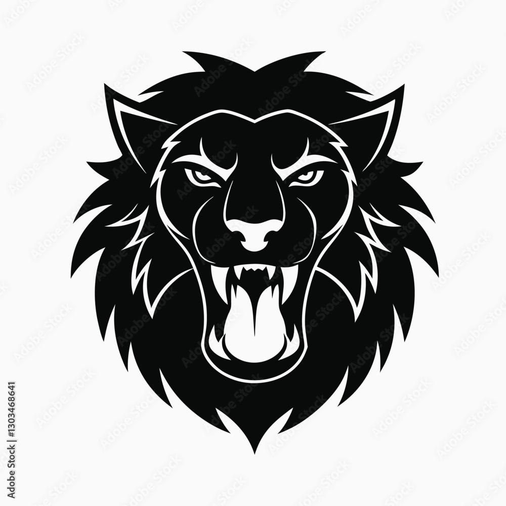 Fototapeta premium lion head vector silhouette, lion head silhouette