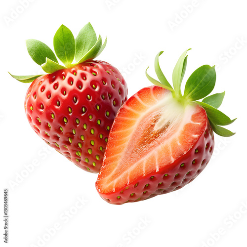 strawberrie slices isolated on transparent background, PNG
